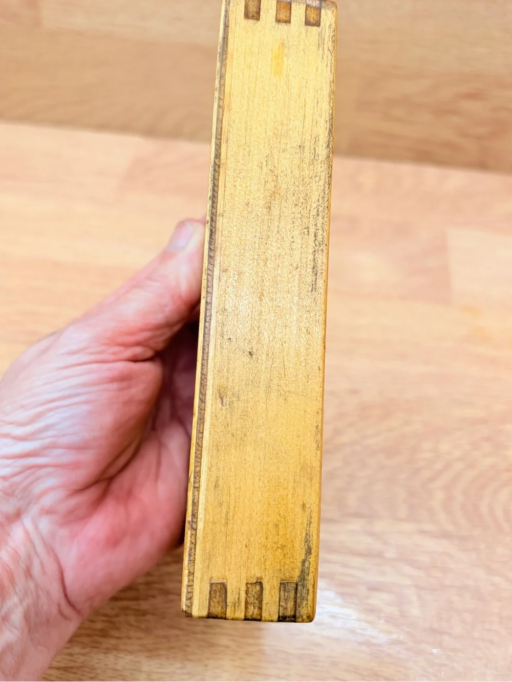 Vintage 1930-1960's Wood Pencil Box Sliding Lid Dovetails